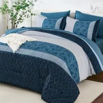 Dinjoy Navy Blue King Size Comforter Set,striped Bed Bag 7 Pieces Soft. Fixed Price $91.28.