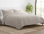 "elevate Your Bedroom With Ienjoy Home Reversible White 3-PIECE Comforter Set. Fixed Price $35.00.