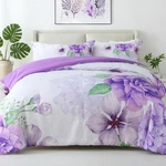 Floral Comforter Set Queen Size, 3 Pieces Elegant Purple Bed In Bag, So. Fixed Price $55.99.