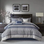 Madison Park Rhapsody 7-PIECE Luxury Jacquard Comforter Set, Cal King, Navy/grey. Fixed Price $155.73.