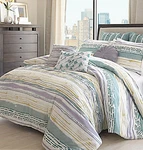 Queen Vue By Ellery Asha Pleated 5-PC Shams & Overstuffed Comforter Set. Fixed Price $159.00.