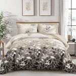 Beige Set King, 3 Piece Brown Botanical Leaves With 2 Pillo. Fixed Price $60.99.