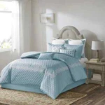 New Bombay Emerson Blue Bedding Queen Comforter Bedskirt Shams Decorative Pillow. Fixed Price $85.00.