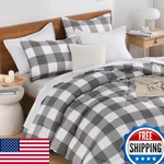 Andency Twin Plaid Comforter Set Gray White Checkered Bedding Boys Room. Fixed Price $85.80.