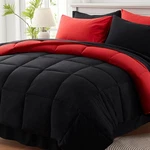 Anluoer Comforter Set 7 Piece, QUEEN(88"*88"), 01 Black&red-grid. Fixed Price $68.41.