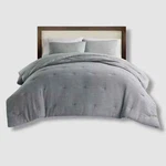 Ienjoy Home Blue Waffle Textured 3-PIECE Comforter Set, Full/queen. Fixed Price $69.99.