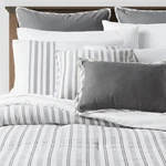 King 8PC Edenton Reversible Classic Stripe Comforter Set White/gray - Threshold. Fixed Price $37.39.