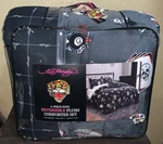 Ed Hardy Grey W/cards,dice,lucky Skulls Reversible Plush 4PC King Comforter Set. Fixed Price $102.99.