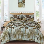 Wongs Bedding Botanical Comforter Set King, 7 Pieces Tropical Green Palm Tree. Fixed Price $50.81.