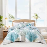 Tritard Coastal Set Queen Size 3 Piece, Soft Beach Themed Comforter.... Fixed Price $72.27.