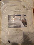 Full/queen Washed Waffle Weave Comforter Set White - Threshold. Fixed Price $27.99.
