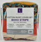 Lush Decor Boho Stripe Cotton Duvet 3PC Cover Set King Turquoise/tangerine. Fixed Price $29.95.