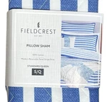 New Fieldcrest Standard/queen Pillow Sham 100% Cotton Coastal Blue Stripes. Fixed Price $17.56.