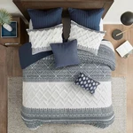 Ink And Ivy Mila 3PCS Cotton Printed Duvet Cover Set Navy King Size. Fixed Price $124.99.