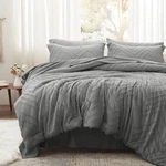 Full Set, Grey Tufted Bed In Bag 7 Pieces With And Sheets. Fixed Price $60.99.