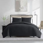 Vera Wang Waffle Pique Cotton 3 Piece Comforter Set, King - Black. Fixed Price $89.99.