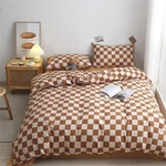 Light Brown Plaid Comforter Set - Modern Geometric Bedding Full Beds. Fixed Price $126.99.