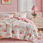 Joyreap 3PCS Fluffy Sherpa Comforter Set Queen, Pink Queen- 88"X88", Rainbow. Fixed Price $32.98.