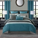 Stratford Park Geometric Cal King 12-PC Jacquard Comforter Set Blue. Fixed Price $139.00.