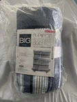 The Big One 3 Pc Reversible Comforter Set Full/queen Blue Stripe. Fixed Price $50.00.