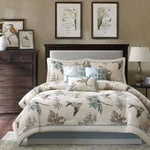 Comforter Set King Nature Pattern Brown Blue Bird Leaf 7 Piece Bedding Cover. Fixed Price $175.08.