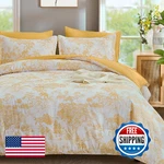 Djy King Size Sets, Yellow Botanical With Sheets 7 Pieces. Fixed Price $67.51.