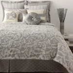 Waterford Tramore Aldrich 4P King Duvet Cover Shams Pillows Platinum Acanthus. Fixed Price $200.56.
