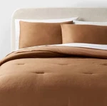 Full/queen Washed Cotton Sateen Comforter & Sham Set Brown - Threshold Designed. Fixed Price $79.99.