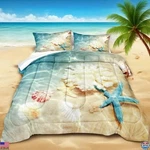 Coastal Beach Comforter Set Queen, Ocean Theme Soft Microfiber Bedding Quilt. Fixed Price $103.48.