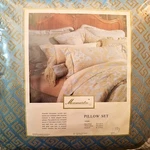 Monmartre 3-PIECE Bed Pillow Set French Blue Gold Rope Trim Floral Damask. Fixed Price $114.39.