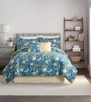 Traditions By Waverly 6PC Fiona Floral Blue Comforter Bed Set King Nip. Fixed Price $122.19.