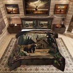 Rustic Cabin Bedding Sets Queen Hunting Wild Bear Comforter Country Farmhous. Fixed Price $76.03.
