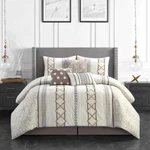 Taupe Ivory Neutrals Geometric 15 Pc Comforter Window Set Queen Cal King Bed Bag. Fixed Price $176.90.