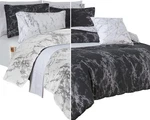 Reversible 10-PIECE Comforter Set, Marble Print, Decorative Pillow And Fitted Sh. Fixed Price $74.49.