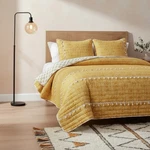 New Anthro Yellow Boho Reversible Tassel Queen / King Bedding Quilt & Sham Set. Fixed Price $150.00.