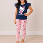 Hello Kitty 2PC Set Wink Short Sleep Top Puff Sleeves Polk Dot Leggings 5 Nwt. Fixed Price $24.65.