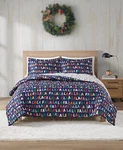 Jla Home Blue Reversible Holiday Falala 3-PC. Full/queen Comforter Set. Fixed Price $44.00.