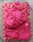 Mainstays 4-PIECE Twin Comforter Set Pink & Orange Geometric Lattice Bedding. Fixed Price $27.99.