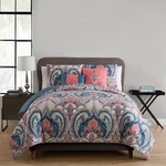 Casa Real 5-PIECE Coral Damask Reversible Comforter Set Full/queen Adult Unisex. Fixed Price $56.52.