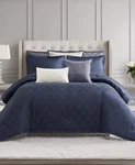Waterford Chloe King Mini Comforter Set 3 Pc Navy Geometric Pattern $299 Nip. Fixed Price $161.95.