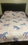 Full Size Comforter Pink With Purple Unicorns Solid On Other Side. Fixed Price $25.00.