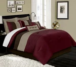 8-PIECE Luxury Burgundy Brown Coffee Bedding Set Pleated Stripe Comforter. Fixed Price $84.99.