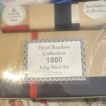 Hotel Bamboo Collection 1800 King Sheet Set 6PC Plaid Tan Deep Fitted. Fixed Price $50.00.