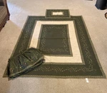 Vtg Jc Penny 4PC Green Embroidered Quilted Twin Bedding Set 2 Pillow Shams Skirt. Fixed Price $149.99.