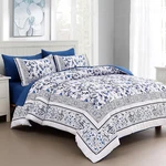 Floral Queen Comforter Set, 7 Piece Blue Botanical Bedding All Seasons. Fixed Price $77.99.