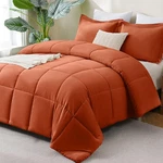 Cozylux Queen Size Comforter Sets Terracotta - 3 Pieces Burnt Orange Box Stitche. Fixed Price $49.04.