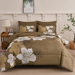 Luxudecor Floral Comforter Set Size, 7 Pieces Bed In Bag Queen, Brown. Fixed Price $59.90.