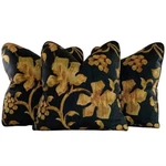 3 Pc Set Covington Black Gold Green Botanical Grapevine Leaf Pillow Covers. Fixed Price $75.99.