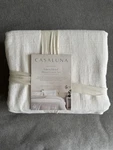 Casaluna King Size White Heavyweight Linen Blend Duvet Cover & Sham Set. Fixed Price $120.00.