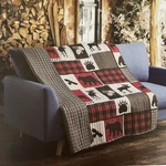 Virah Bella Red & Black Patchwork Lodge Plaid Quilted Throw Blanket - 50" X 60". Fixed Price $39.88.